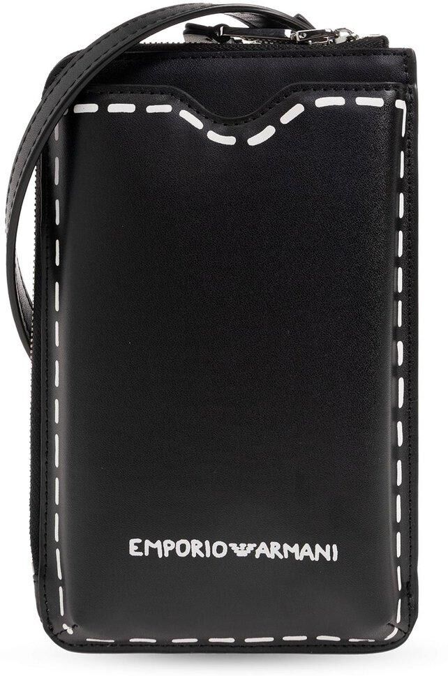 Emporio Armani Strapped Phone Holder - Black - female - Size: 0one size