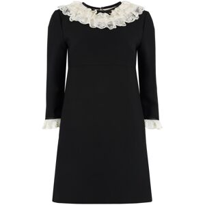 Miu Miu Lace Trimming Mini Dress - black - female - Size: 42