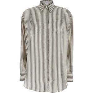 Brunello Cucinelli Beige Striped Shirt In Silk Woman - Multicolor - female - Size: Extra Large