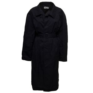 Balenciaga Womans Wrap Carcoat Black Cotton Twill Trench - Black - female - Size: Extra Small