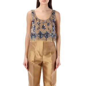 Alberta Ferretti Beads And Sequins Crop Top - BEIGE - female - Size: 42