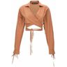 ANDREADAMO ANDREĀDAMO criss Cross Cropped Shirt - Beige - female - Size: Medium