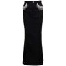 Rotate by Birger Christensen Black Maxi Skirt With Jewel Details Along The Pockets In Cotton Denim Woman - Black - female - Size: 34