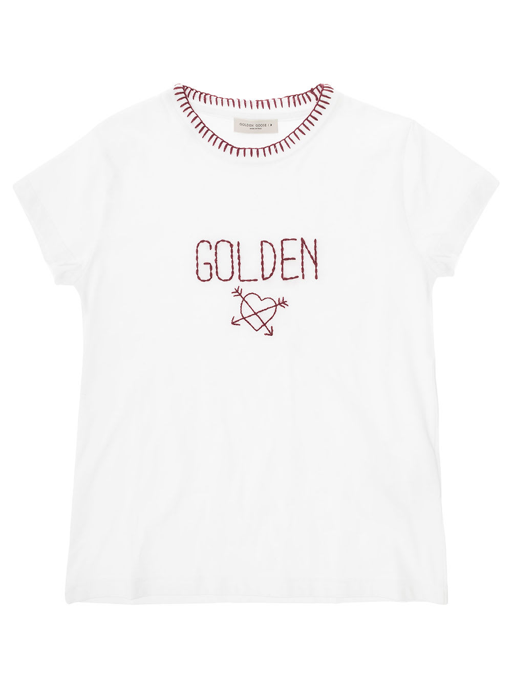 Golden Goose Journey/ Girls T-shirt/ Cotton Jersey With Golden And Neck Embroidery Include Il Codice Gyp01390 P001298 -10100 - White - female - Size: 12