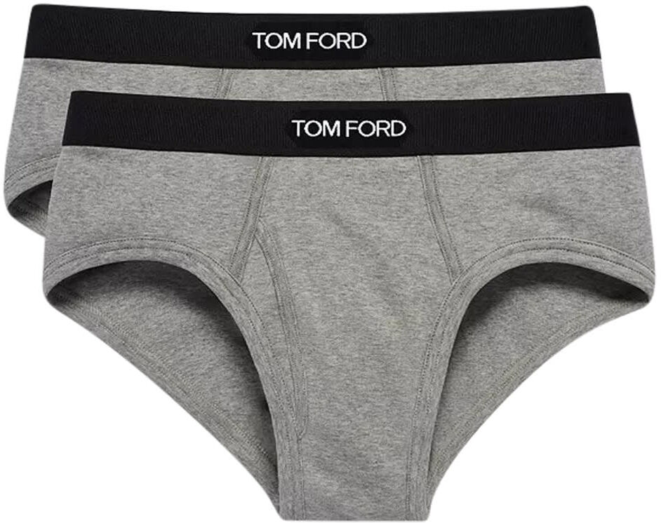 Tom Ford Bi-pack Cotton Stretch Jersey Brief - Grey - male - Size: Small