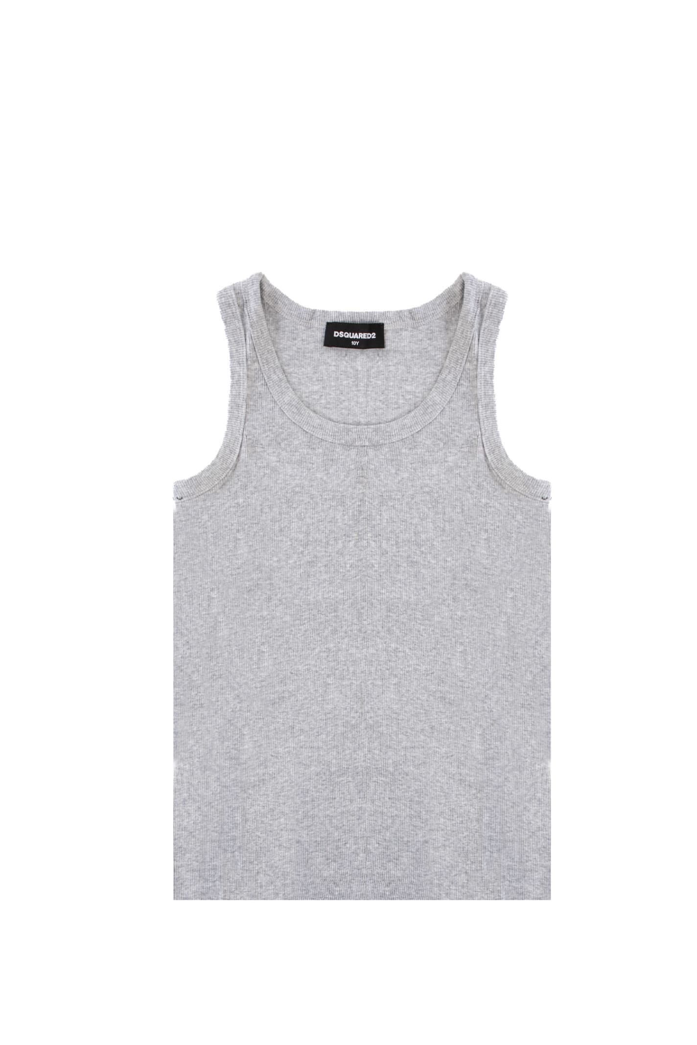 Dsquared2 Cotton Tank Top - Grey - male - Size: 12
