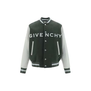 Givenchy Bomber Jacket In Wool And Leather - Green - male - Size: 52