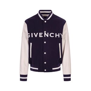 Givenchy Bomber Jacket In Wool And Leather - Blue - male - Size: 50
