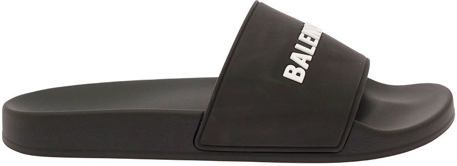 Pool Slide Bal Logo Smooth Rubber/ Logo Balenciaga - BLACK - male - Size: 44