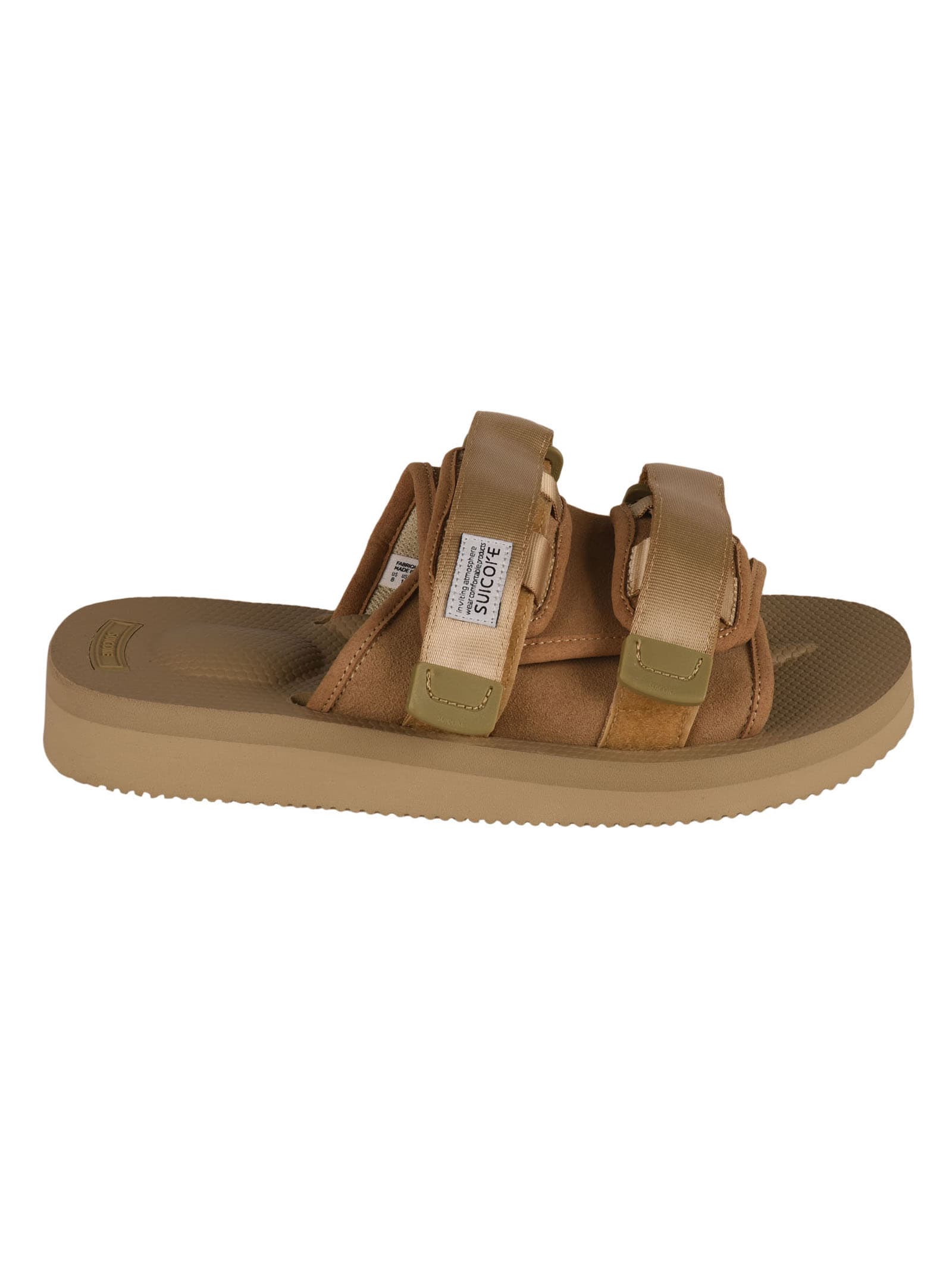 SUICOKE Velcro Strap Logo Patched Sliders - Beige - male - Size: 11