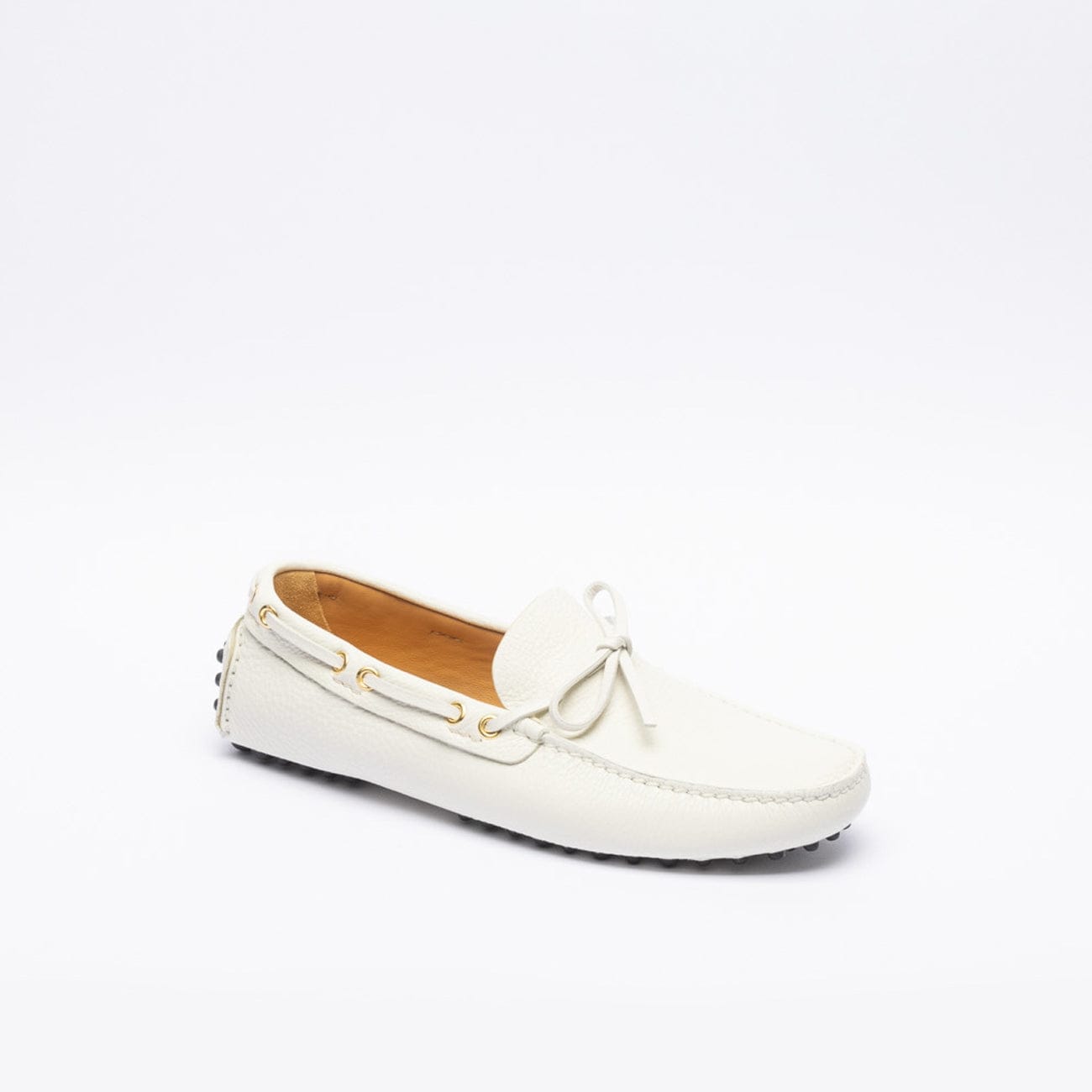 Car Shoe White Grain Calf Driving Loafer - Bianco - male - Size: 9