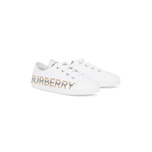 Burberry Larkhall Sneakers In Fabric With Logo Print - White - male - Size: 29