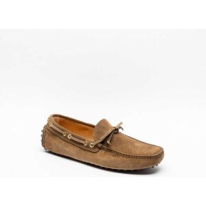 Car Shoe Kud006 Sigar Brown Suede Driving Loafer - Cognac - male - Size: 9.5