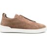 Zegna Triple Stitch Sneakers In Light Brown Suede - Brown - male - Size: 10