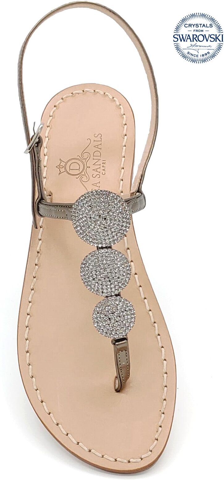 Dea Sandals Fari Di Capri Jewel Flip Flops Sandals - 0gunmetal, natural crystal - female - Size: 38