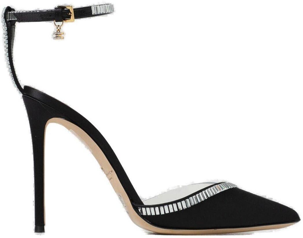 Rhinestone-embellished Ankle Strap Pumps Elisabetta Franchi - BLACK - female - Size: 37