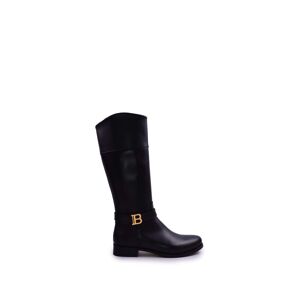 Balmain Leather Boots With Logo Buckle - Back - female - Size: 35
