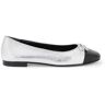 Tory Burch Laminated Ballet Flats With Contrasting Toe - Silver/Black - female - Size: 37.5