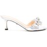 Mach & Mach 65 Double Bow Mules In Silver Metallic Leather - Silver - female - Size: 36