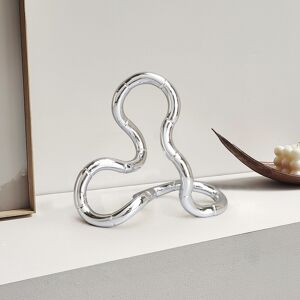 Homary Modern Abstract Silver Twist Link Chain Ornament Home Table Wavy Figurine Decor Art