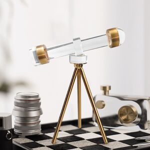 Homary Modern Crystal Telescope Sculpture Ornament Art Decor with Gold Metal Tripod Stand