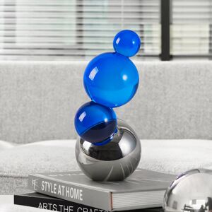 Homary 3D Blue Crystal Stack Bubble Ball Sculpture Ornament Home Decor Art with Silver Base