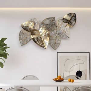 Homary 3D Unique Big Gold Leaves Wall Decor Metal Home Hanging Art Living Room Bedroom