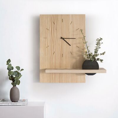 Homary Japandi Natural Wood Rectangle Wall Clock with Black Vase Decor Living Room Bedroom Homary Japandi Natural Wood Rectangle Wall Clock with Black Vase Decor Living Room Bedroom