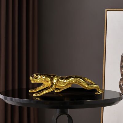 Homary 16.9" Gold Leopard Sculpture Panther Statue Resin Ornament Decor Art Living Room Bedroom Homary 16.9" Gold Leopard Sculpture Panther Statue Resin Ornament Decor Art Living Room Bedroom