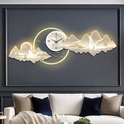 Homary 39.4" LED Silent Wall Clock Modern Landscape Hanging Painting Decorative Wall Art Homary 39.4" LED Silent Wall Clock Modern Landscape Hanging Painting Decorative Wall Art