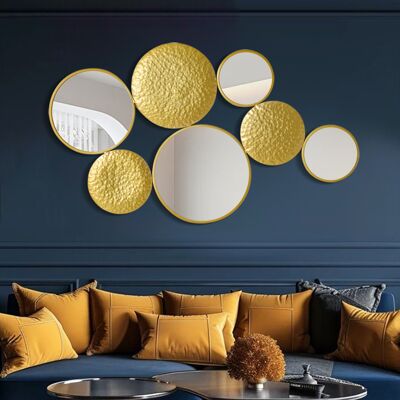 Homary 47.2" Gold Wall Decorative Mirror Set Creative Round Mirror Wall Hanging Decoration Homary 47.2" Gold Wall Decorative Mirror Set Creative Round Mirror Wall Hanging Decoration