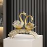 Homary 14.2" Gold Modern Simulation Couple Swan Sculpture Art Ornament Home Table Statue Decor