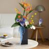 Homary Modern Iris Artificial Flowers Arrangement in Vase Black Acrylic Vase Fake Flower Decor