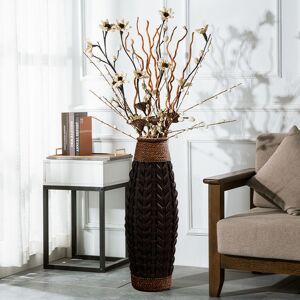Homary 24.2" Rustic Tall Woven Bamboo Rattan Standing Floor Vase Decor Art Living Room