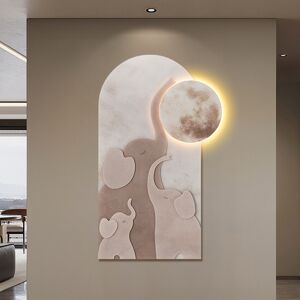Homary 39.4" Arched LED 3D Acrylic Elephant Moon Wall Sculpture Art Decor Living Room Bedroom