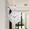 Homary Modern Double-Sided Wall Clock White Minimalist Hanging Clock