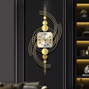 Homary 39.4" 3D Modern Metal Oversized Wall Clock with Golden Geometric Frame for Living Room
