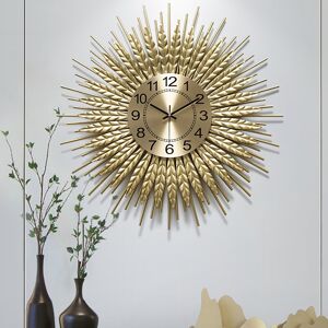 Homary Large 3D Sunburst Metal Oversized Wall Clock Wheat Home Decor