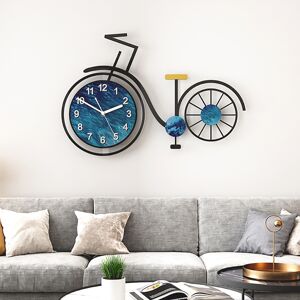 Homary 24.6" Modern 3D Acrylic Silent Large Bicycle Wall Clock Home Decor Art in Black & Blue