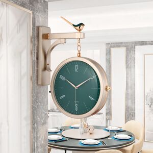Homary Modern Double-Sided Wall Clock Green Minimalist Hanging Clock