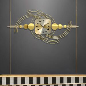Homary Modern 3D Metal Wall Clock with Golden Geometric Frame