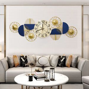 Homary Blue & Gold Luxury Fashion Artistic Home Large Metal Wall Clock Decor