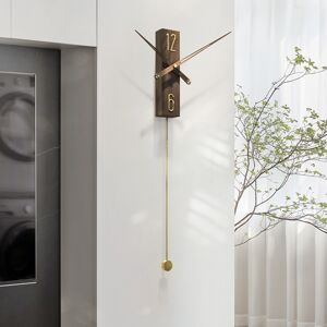 Homary Modern Large Decorative Wall Clock Rectangle Walnut Wood Wall Clocks with Pendulum