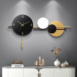 Homary 35.4" Modern Geometric Metal Digital Wall Clock Oversized Wall Decor For Living Room