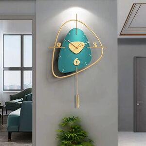 Homary Dark Green & Gold Creative Scandinavian Wall Clock Metal Pendulum Mute Home Decor Clock