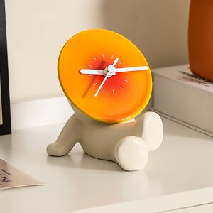 Homary Modern Novelty Ceramic White & Orange Table Clock Home Decoration