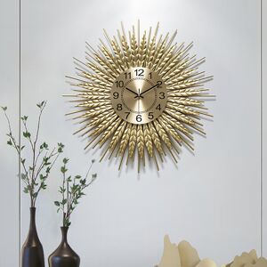 Homary Small 3D Sunburst Metal Oversized Wall Clock Wheat Home Decor