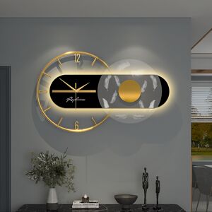 Homary Modern Black & Gold LED Geometric Metal Digital Wall Clock Oversized Wall Decor For Living Room