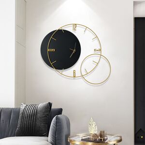Homary Modern Round Oversized Wall Clock Home Decor Art in Black