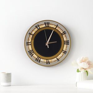 Homary 13.8" Golden LED Diamond Silent  Roman Numerals Pendulum Wall Clock, Plug-in LED Light, Battery-Operated Clock Face